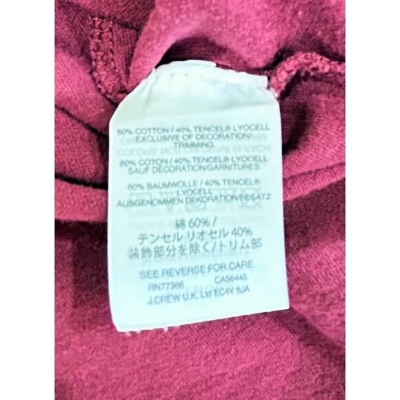 J. Crew Maroon Embroidered Tie Neck Tencel Cotton 3/4 Sleeve Tunic Top - Picture 8 of 8